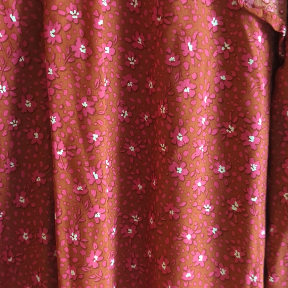 Ann Taylor Floral Ruffle Trim Shift Dress In RED Wild Hibiscus/ XLTALL Fall Mini - Picture 3 of 8